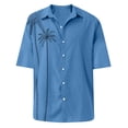 thumbnail image 4 of Huresd Mens Shirts Button Up Casual Men's Casual Solid Short Sleeve Shirts Loose Top Blue XL, 4 of 4