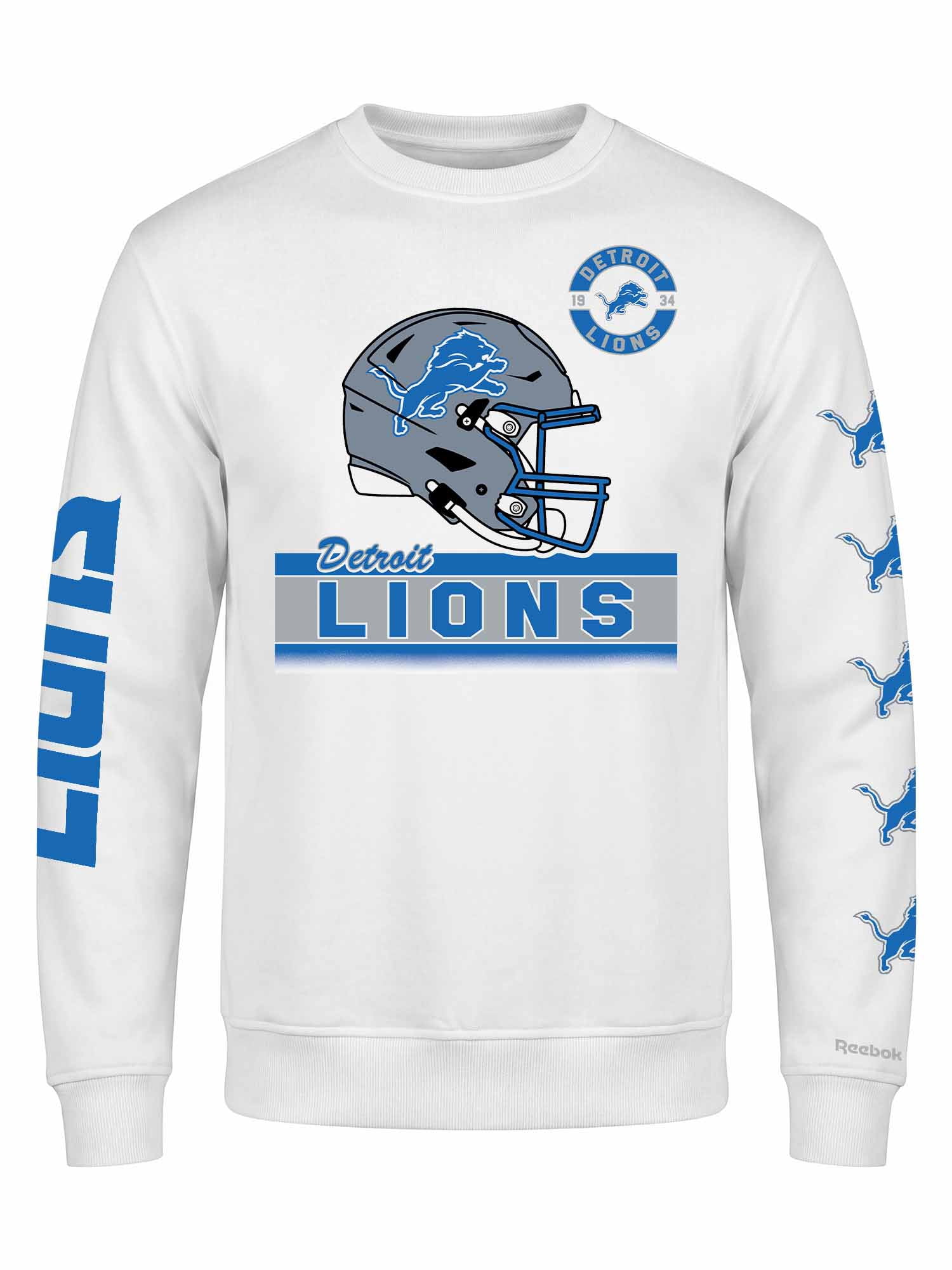 Detroit Lions Reebok Mens White Crew Sweatshirt