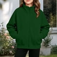 thumbnail image 2 of BLVB Girls Zip up Sweatshirt Full-Zip Fleece Jackets Kids Fall Fashion Outfits Clothes with Pockets Thumb Hole(Army Green,5-6 Years), 2 of 7