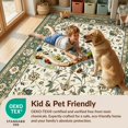 thumbnail image 4 of Design&I 6'x9' Washable Area Rug Sleek Flatweave Pet Friendly Boho Farmhouse Vintage Bouquet Ornate Emblems Bathroom Distressed for Queen Size Bedroom, Under Bed, 4 of 7
