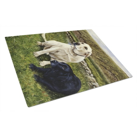 

Carolines Treasures FRF0018LCB Yellow and Black Labradors Glass Cutting Board Large 12H x 16W multicolor
