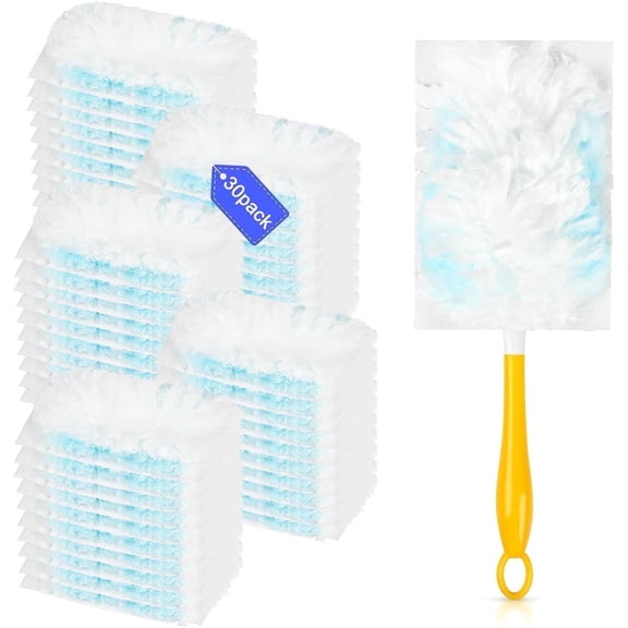 30 Count 180° Multi-Surface Feather Duster Refills Compatible with Swiffer Handle,Dusters for Cleaning,Heavy Duty Duster Replacement with 1 Handle