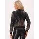 thumbnail image 4 of Chaqueta de Lentejuelas Allegra K para Mujer Brillante Ombre Manga Larga Cremallera Negro L, 4 of 6