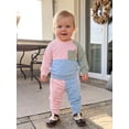 thumbnail image 4 of Loicainy Baby Toddler Girl Contrast Color Fall Outfits 6 12 18 24 Months 2T 3T Long Sleeve Pullover T shirt Elastic Pants Clothes Set, 4 of 9