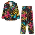 thumbnail image 3 of Renewold Colorful Nightwear for Women Plus Size L Comfy Button Pajamas Top and Pants Set of 2 Thermal Home Wear Pullover Tops Loose Fitting Elastic Indoor Nightwear Loungewear, 3 of 6