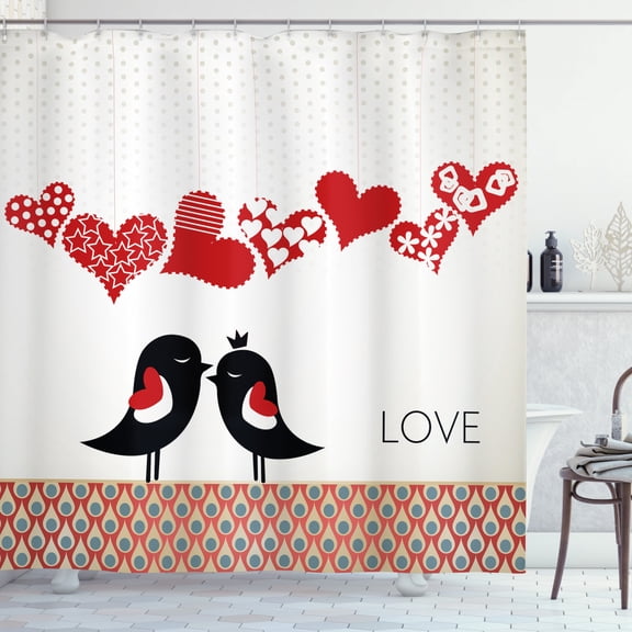 Ambesonne Love Shower Curtain, Teardrop Pattern Halftone, 69"Wx84"L, Multicolor