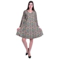 thumbnail image 2 of Moomaya Robe Courte Évasée Imprimée de Designer, Manches Longues, Tunique en Velours, Robes pour Femmes, 2 of 6