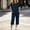 Navy, variant on Women's 2 Piece Capri Lounge Set, Short Sleeve Crew Neck Top and Drawstring Cropped Pants with Pockets, Casual Outfit