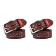 thumbnail image 2 of relayinert Classy And Durable PU Belt For Men Wear-resistant And Fine Workmanship Coffee Red-Brown 105cm 2Set, 2 of 6