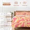 thumbnail image 6 of 3 Piece Pink Orange Duvet Cover Set California King, Microfiber Comforter/Quilt Cover with Corner Ties and 2 Pillowcases, Art Abstract Modern Geometric All Season Soft Bedding with Zipper Closure, 6 of 8