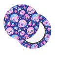 thumbnail image 2 of Bingfone colorful Skull mushroom rainbow Padded Round Bar Stool Cover Cushion with Elastic Fabric Round Chair Seat - colorful Skull mushroom rainbow, 2 of 7