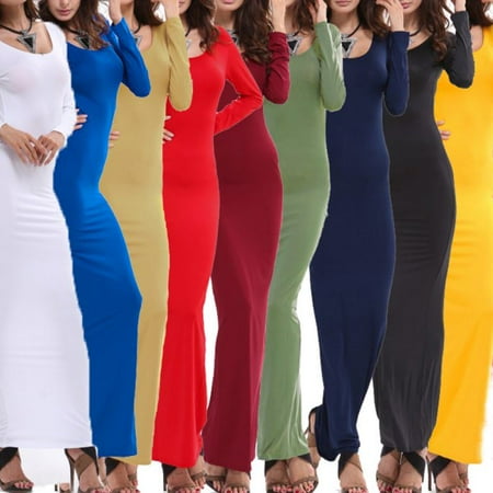 Style Pencil Dress - EFINNY Women Autumn Bodycon Long Maxi Dress Evening Cocktail Party Summer Pencil Dresses