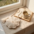 thumbnail image 5 of Btomtd Crochet Flower Crossbody Bags for Women, Small Handmade Shoulder Bag with Pearl Tassel, Travel Purse, White, 5 of 7
