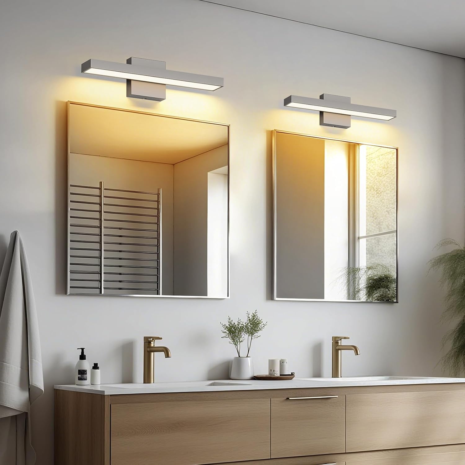 Brushed Nickel Vanity Light for Bathroom 5CCT Dimmable Modern Bathroom Lighting Fixture Over Mirror 16.53 inch Bath Vanity Lights Bar