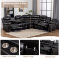 thumbnail image 3 of Hybition Faux Leather Living Room Set Modern Reclining Sectional Sofa Set- Black, 3 of 9