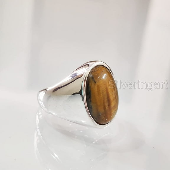 Tiger Eye Ring, Natural Tiger's Eye, June Birthstone Tiger Ring, Silver Jewelry, 925 Silver Ring, Birthday Gift, Heavy Mens Ring, Healing Gemstone, Mans Designer Ring, Christmas, Mens Signet Ring