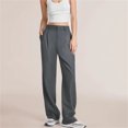 thumbnail image 3 of Pantalones de traje de pierna ancha para mujer, pantalón negro recto suelto, estilo coreano, ropa de calle sólida con bolsillo, pantalones de traje informal para dama de oficina, nuevo, 3 of 5