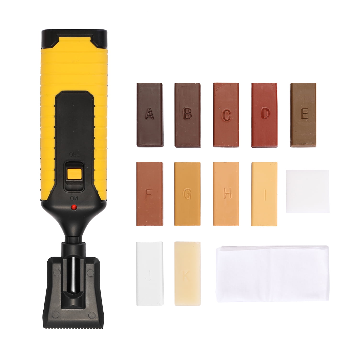 Navaris Wood Floor Repair Kit - Wax Sticks and Melting Tool for Repairing Hardwood Floors, Laminate Flooring, Furniture - Touch Up Scratches Filler