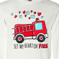 thumbnail image 4 of Inktastic Set My Heart on Fire Valentine Fire Truck with Hearts Long Sleeve T-Shirt, 4 of 5