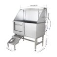 thumbnail image 2 of 50/62" Dog Bathtub Professional Dog Grooming Tub Stainless Steel 304 Dog Bathing Station Dog Grooming Tub w/Stairs Floor Grate Pet Washing Station for Large, Medium, Small Pets, 2 of 6