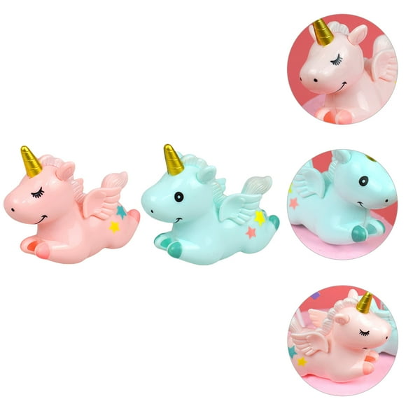 Minkissy 2Pcs Cartoon Unicorn Cake Topper for Girls Birthday Party Cookie Fruit Decoration