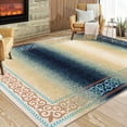 thumbnail image 2 of Hasoo Rug Indoor Bordered Area Rug Non Slip Rubber Backing Modern Living Room Bedroom Area Rug, Blue, 5' x 7', 2 of 6