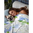 thumbnail image 3 of Summer Hydrangeas Twim XL Size Flat Sheet, Wrinkleproof & Fadeproof Cooling Flat Bed Sheet Only, White Blue Flowers Pastoral Leaves Breathable Soft Bedding Top Sheets 66 x 102 Inches, 3 of 8