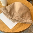 thumbnail image 5 of Riforla Reversible Suede Bucket Hat for Women Fall Winter Thick Lamb Warm Fisherman Hat Versatile Womens Hats Khaki, 5 of 6