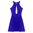 thumbnail image 4 of Alvivi Womens Rhinestone Figure Skating Dress Mesh Patchwork Ballet Leotard Lyrical Dance Costume Blue XXL, 4 of 5