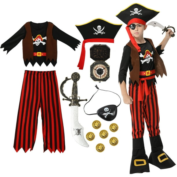 Pirate Costume for Boys, Pirate Costume Kids Pretend Role Play Dress Up Party,Toddler Pirate