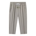 thumbnail image 4 of LODIENY Mens Large Size (M-5XL) Straight Leg Capri Pants Loose Fit Lightweight Breathable Drawstring Casual Sweatpants with Zipper Pockets Khaki XXXXL, 4 of 9