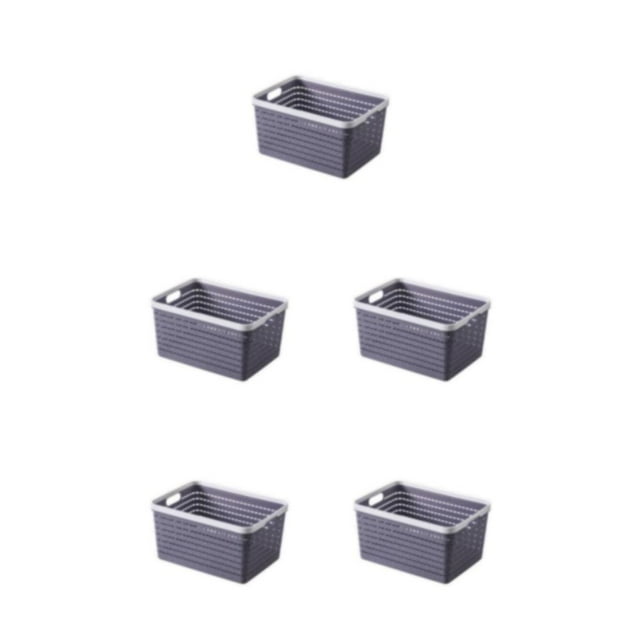 Wweixi Space-Saving Solution Nest-able Storage Basket For Neatly Storing PP Storage Box Cabinet Baskets grey mini 5Set