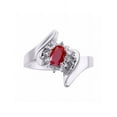 thumbnail image 1 of Rylos Bague de Designer Florale en Or Blanc 14K avec Pierre Précieuse Ovale 6x4 mm et Diamants Étincelants - Bijou Rubis Pierre de Naissance Taille 7, 1 of 7