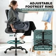 thumbnail image 4 of COOLHUT Drafting Chair Tall Office Chair for Standing Desk, Ergonomic High Office Desk Chair with Adjustable Foot Ring, Flip-Up Armrests and Lumbar Support for Home Office or Drawing Use, Black, 4 of 12