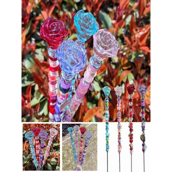 Garden Decor Fairys Beaded Rose Stake Garden Planter Roses In Ground Home Decor