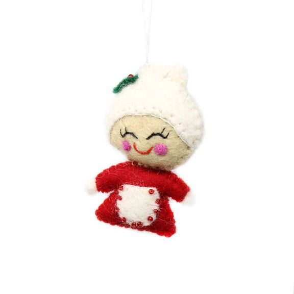 Hand Felted Christmas Ornament Mrs. Claus Global Groove (H)