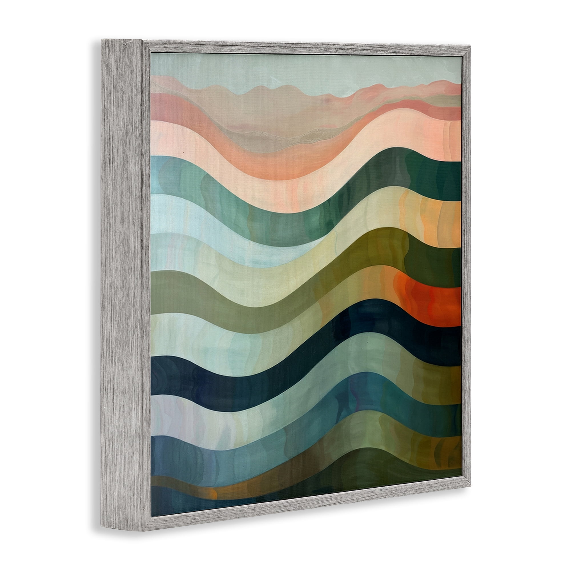 Stupell Industries Fluid Dynamic Stripes Abstract Painting Gray Framed Art Print Wall Art, 24 x 24