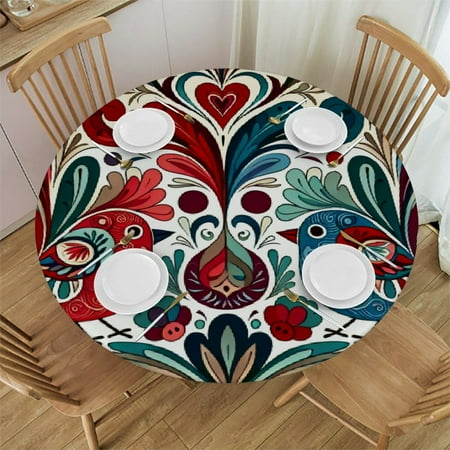 

Sheronv Birds Leaves Berries Round Table Cover Stain Resistant Washable Indoor Outdoor Tablecloth Kitchen Dining Wedding Parties 100% Polyester Fiber 31-35