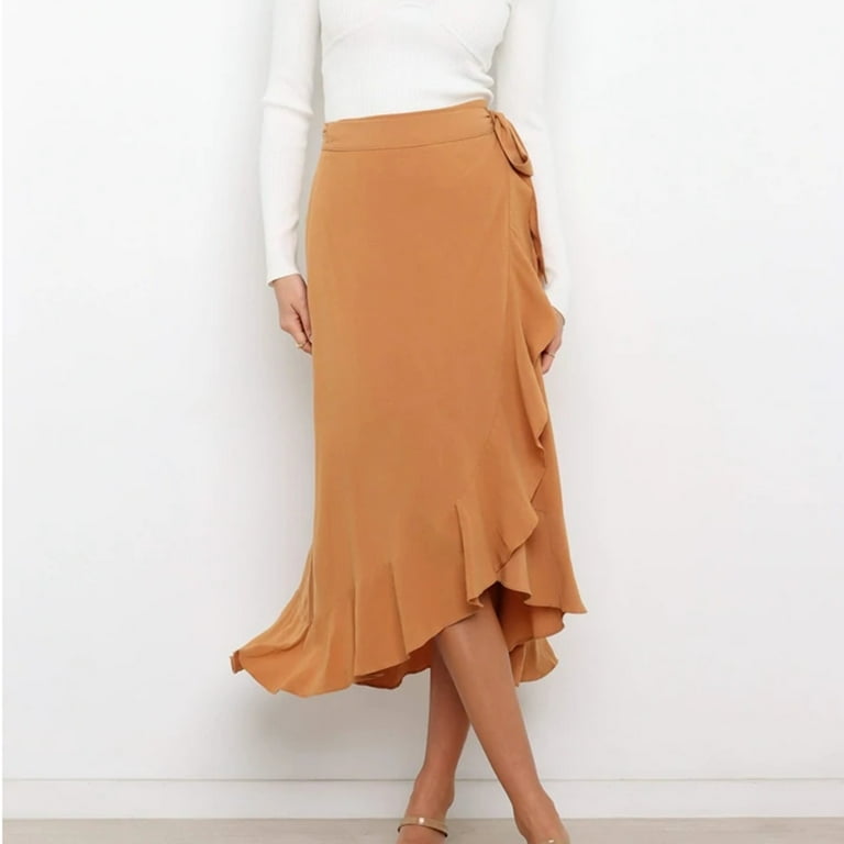 casual Solid Color high waist irregular maxi skirts casual Solid Color high waist irregular maxi skirts