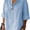 Light Blue, variant on Wrongduck Womens Linen Cotton V Neck Blouse Plus Size 3/4 Sleeve Button Shirt Loose Fit Tunic Top