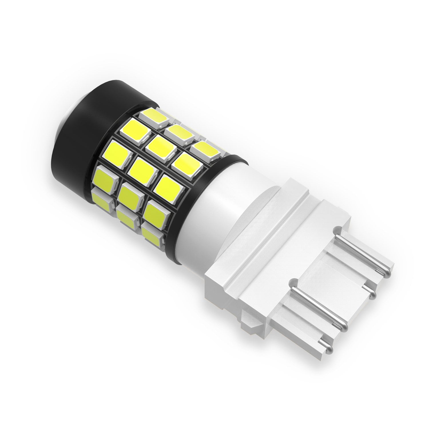 Alla Lighting 3156 3157 LED Strobe Flashing Brake, Reverse Lights Bulb 2835-SMD 3157 LED Back-up, Brake Stop TaIl Lights Replacement for Cars, Trucks, 6000K Xenon White (Set of 2)