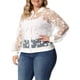 thumbnail image 4 of Chaqueta bomber de encaje floral transparente de manga larga para mujeres de tallas grandes Agnes Orinda 1X blanca, 4 of 6