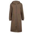 thumbnail image 5 of PNTUTB Fall Winter Women's Longline Coat Hooded Full Zip Outwear Soild Color Casual Loose Comfortable Trendy Coats with Pockets, 5 of 7