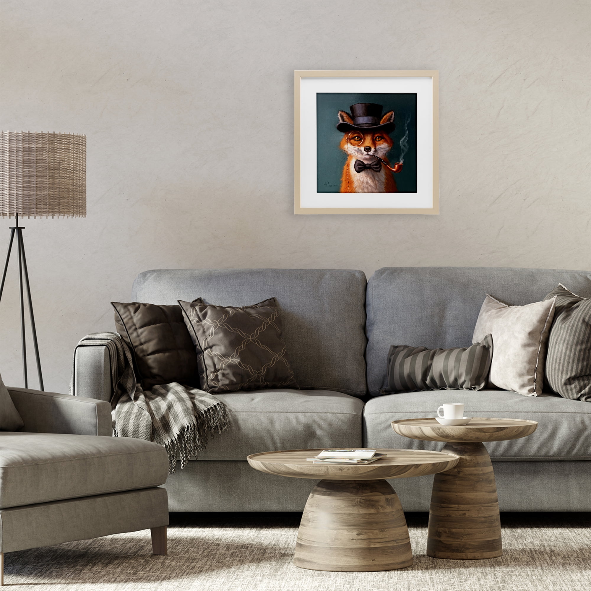 Stupell Industries Charming Dapper Fox Birch Framed Print Under Glass, design by Lucia Heffernan