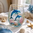 thumbnail image 4 of Sea Dolphin Stemless Wine Glass, 17oz Coastal Drinkware - Hand-Blown Glass Tumbler, Unique Sea Beach Themed Gift - Birthday & Housewarming Decor (1PC), 4 of 8