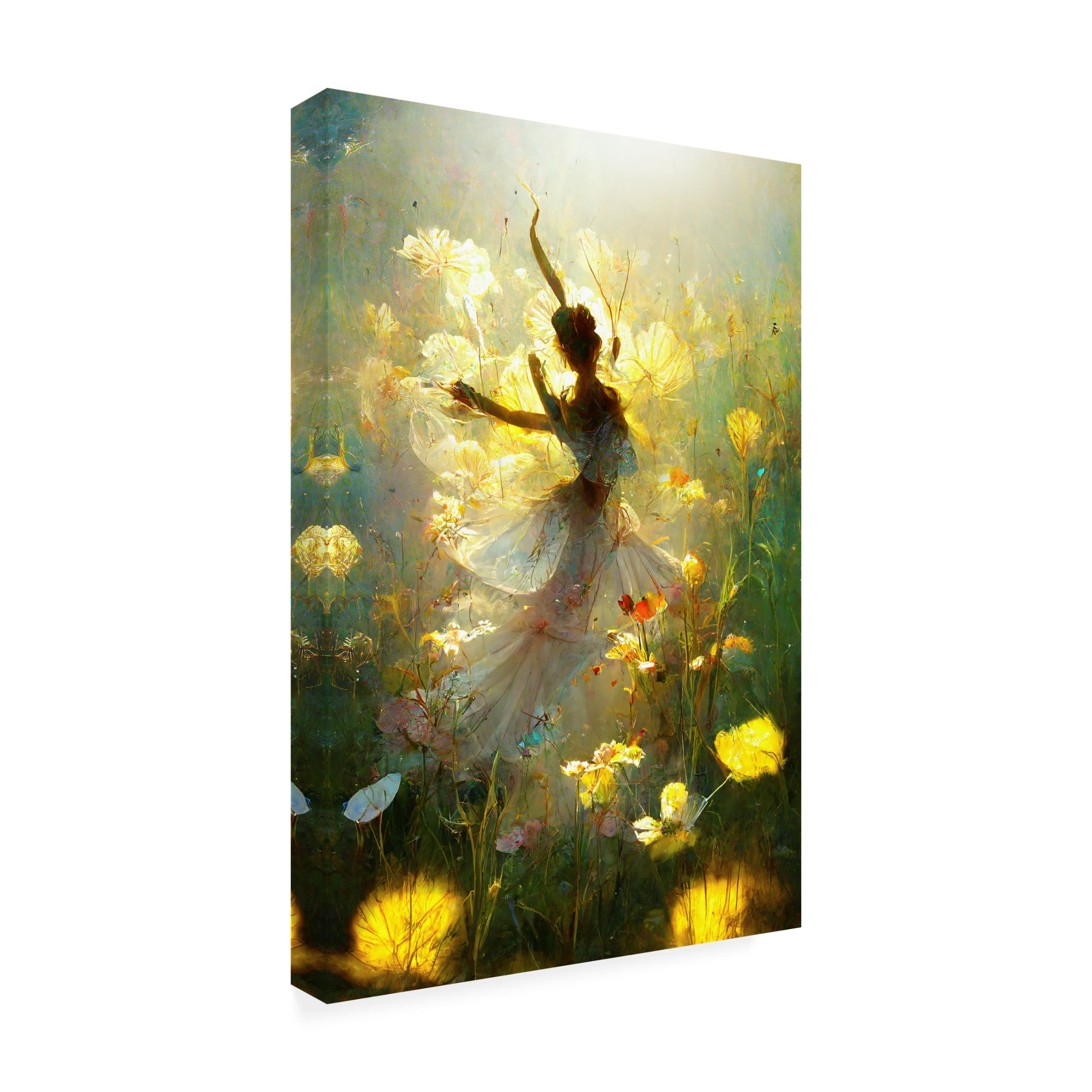 Canvas Wall Art - Ray Heere 'Flower Dance 1' Wall Art for Living Room, Bedroom, or Office Décor by Trademark Fine Art - 12 x 19 Inches