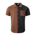 thumbnail image 5 of Men's Vintage Waffle Shirt Short Sleeve Button Down Summer Colorblock Beach Work Shirts, 5 of 6