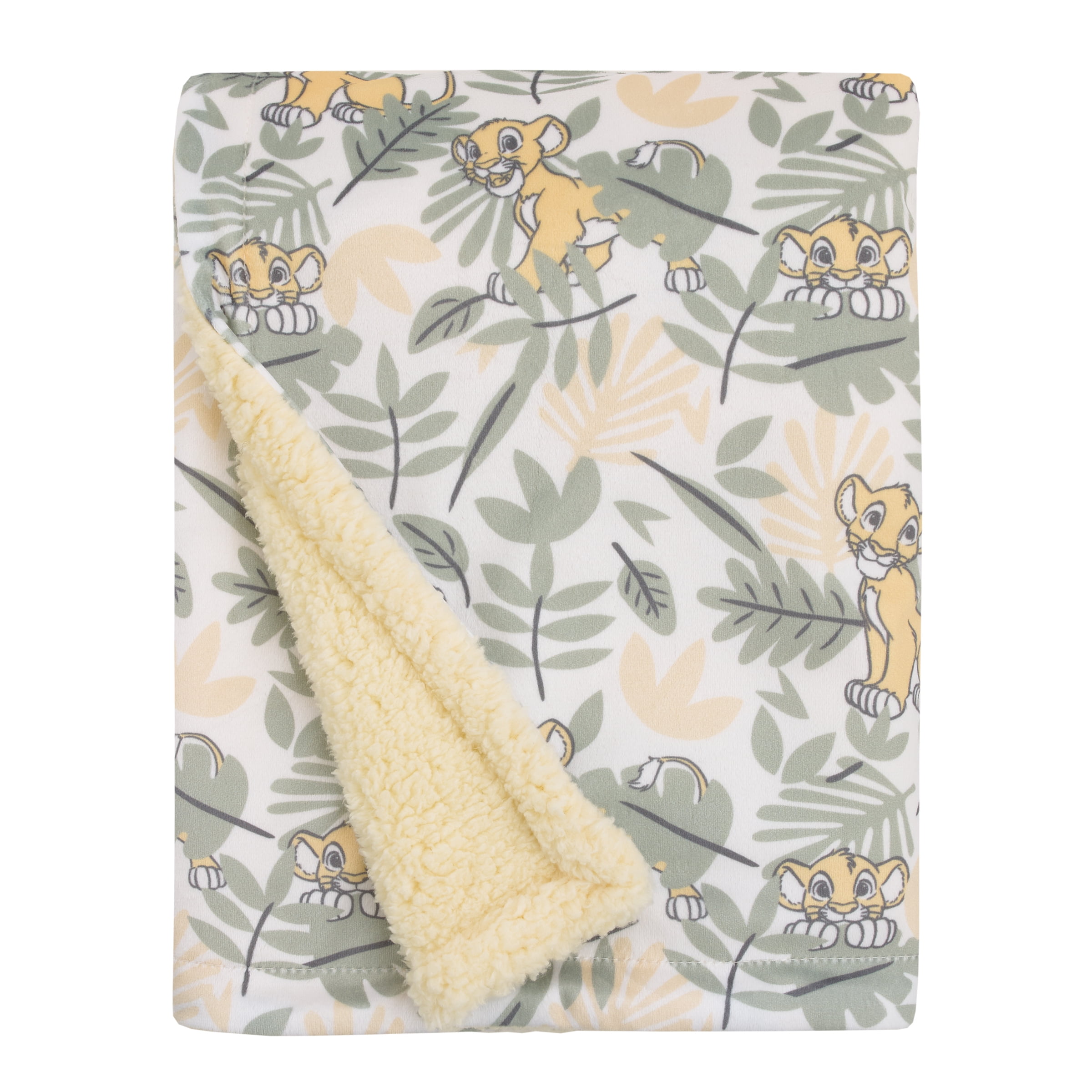Disney Lion King Simba Yellow, Green, and White Baby Blanket