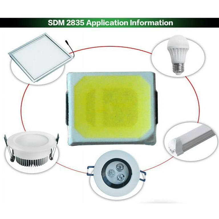100 Pcs SMD LED 2835 White Chip 1W 3V Ultra Bright SMT PCB LED Light  Emitting Diode Lamp 