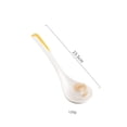 thumbnail image 2 of White Soup Ladle Ceramic Strip Pattern Spoons Big Serving Cooking Spoons Steel Gravy Ladles for Serving, 2 of 3